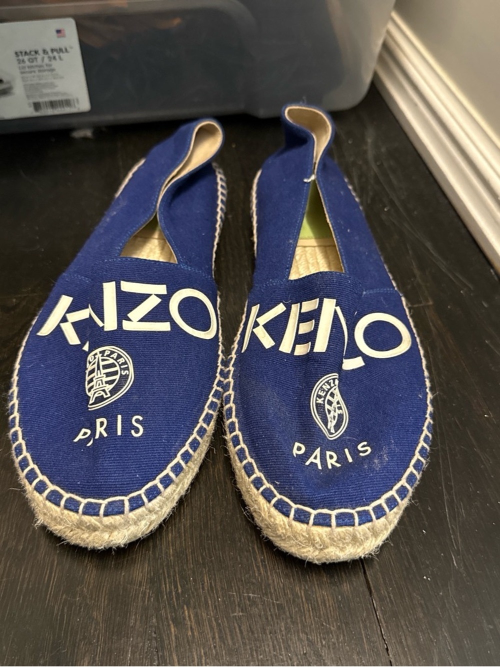 Kenzo Kids Navy Blue Canvas Espadrilles with White Logo